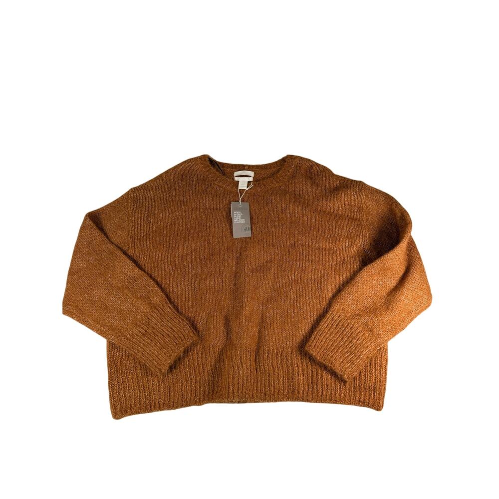 H&M Premium Quality Wool Alpaca Blend Sweater XL Brown Melange Knit NWT